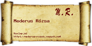 Mederus Rózsa névjegykártya